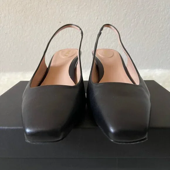 Inez Coco slingback square toe block heel pump in Black Nappa size 10.5 - Picture 3 of 13